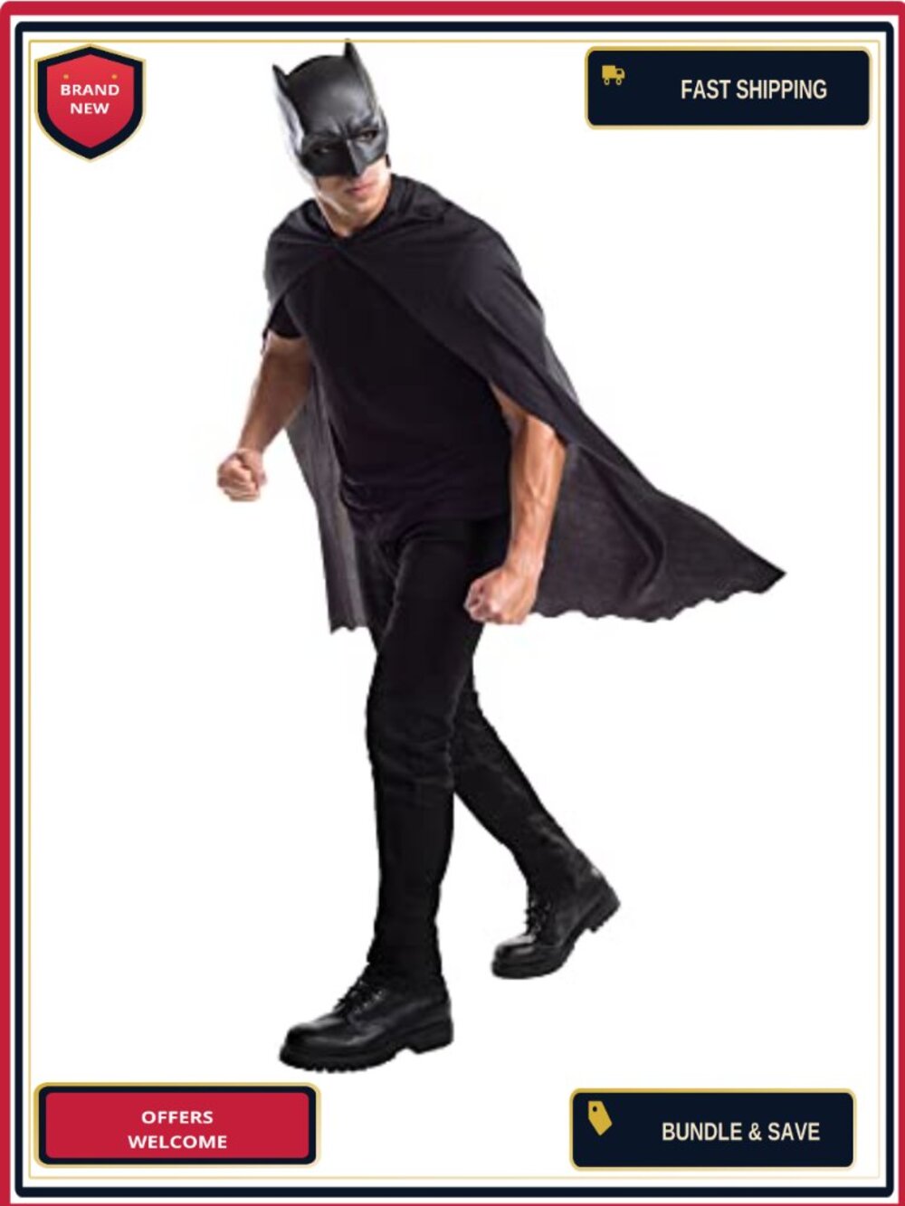 Batman Cape with Mask Officially Licensed DC Costume Adult Halloween